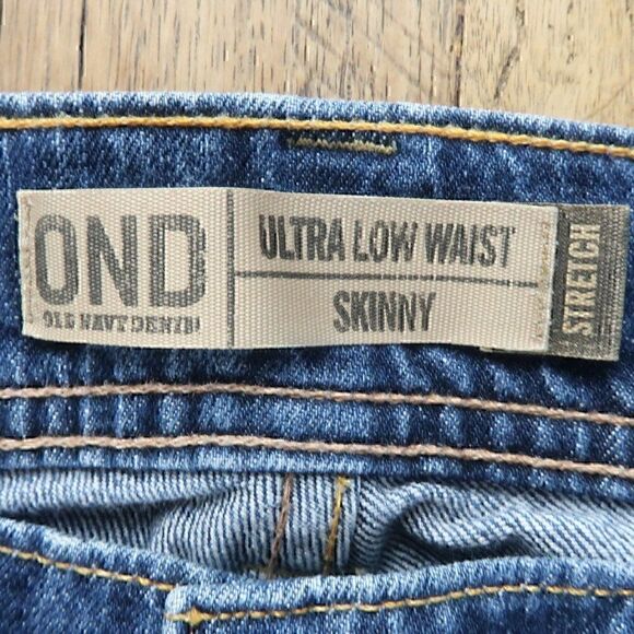 OLD NAVY BLUE DENIM ULTRA LOW WAIST SKINNY STRETCH JEANS SIZE 4 VINTAGE - Picture 2 of 8